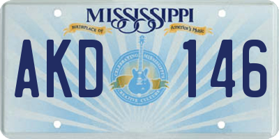 MS license plate AKD146