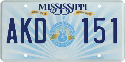 MS license plate AKD151