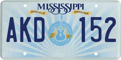MS license plate AKD152