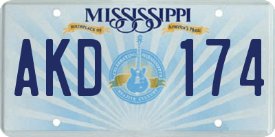 MS license plate AKD174