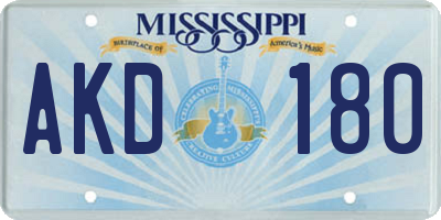 MS license plate AKD180