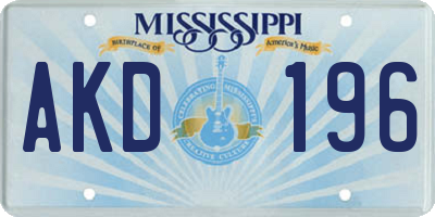 MS license plate AKD196