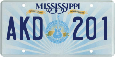 MS license plate AKD201