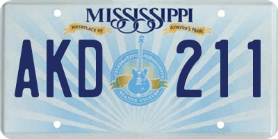 MS license plate AKD211