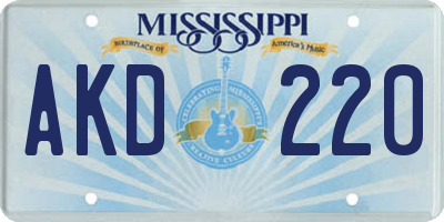 MS license plate AKD220