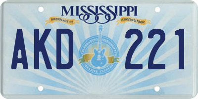 MS license plate AKD221