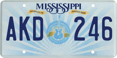 MS license plate AKD246