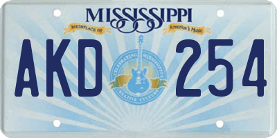 MS license plate AKD254