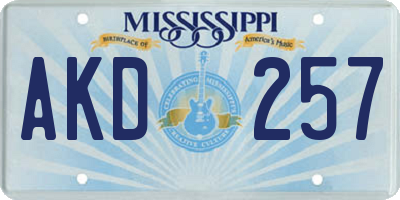 MS license plate AKD257