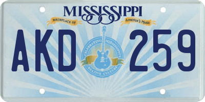 MS license plate AKD259