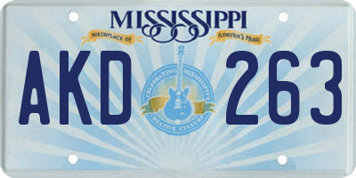MS license plate AKD263