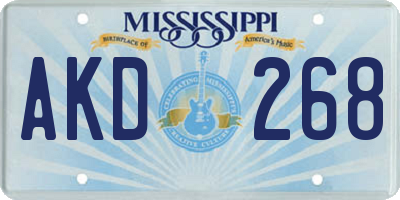 MS license plate AKD268