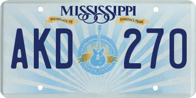 MS license plate AKD270