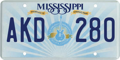 MS license plate AKD280