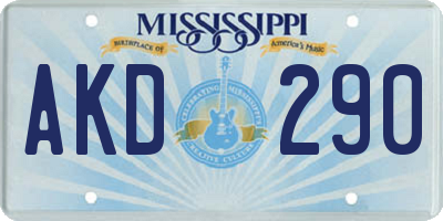 MS license plate AKD290