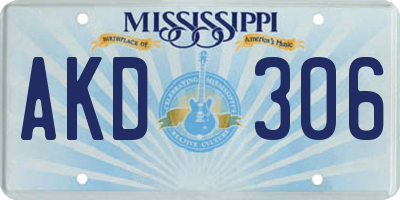MS license plate AKD306