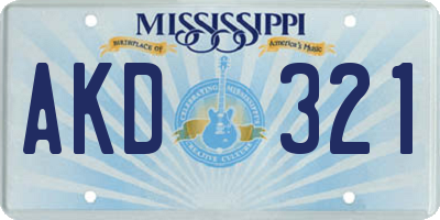 MS license plate AKD321