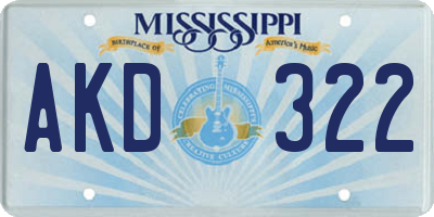 MS license plate AKD322