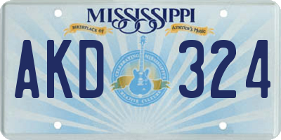 MS license plate AKD324