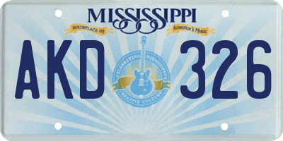 MS license plate AKD326