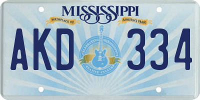 MS license plate AKD334