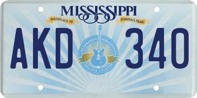 MS license plate AKD340