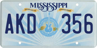 MS license plate AKD356