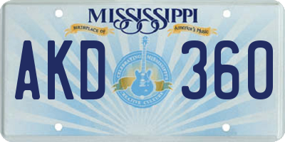 MS license plate AKD360