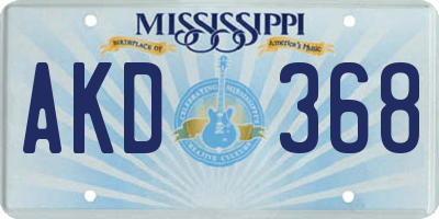 MS license plate AKD368