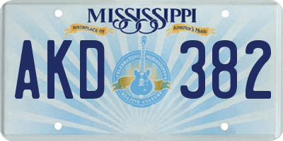 MS license plate AKD382