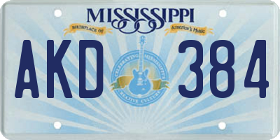 MS license plate AKD384