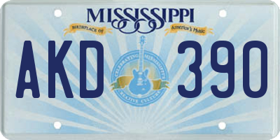 MS license plate AKD390