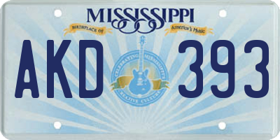 MS license plate AKD393