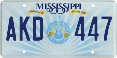 MS license plate AKD447