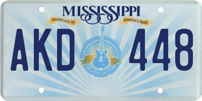 MS license plate AKD448