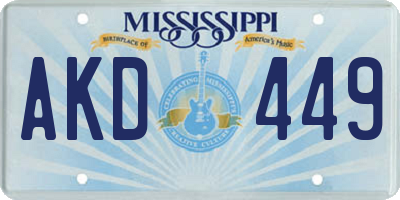 MS license plate AKD449