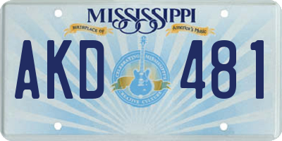 MS license plate AKD481
