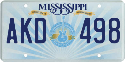 MS license plate AKD498