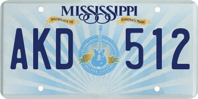 MS license plate AKD512