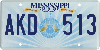 MS license plate AKD513