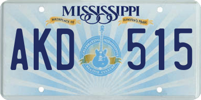 MS license plate AKD515