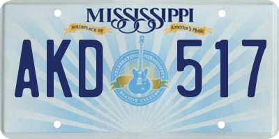 MS license plate AKD517