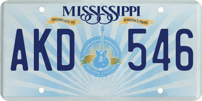 MS license plate AKD546