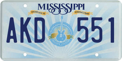 MS license plate AKD551