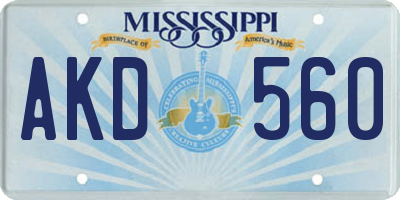 MS license plate AKD560