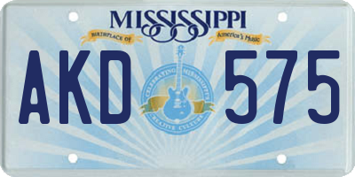 MS license plate AKD575
