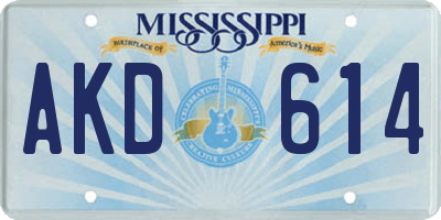 MS license plate AKD614