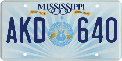 MS license plate AKD640