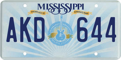 MS license plate AKD644