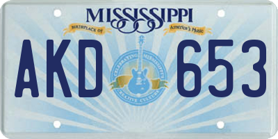 MS license plate AKD653